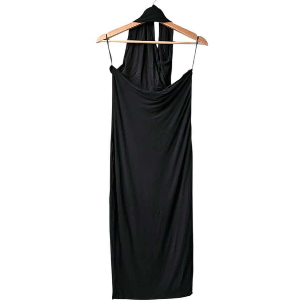 NWT Alieva DASHA One Shoulder MODERN MIDI Fitted DRESS in BLACK Sz M - Picture 9 of 15